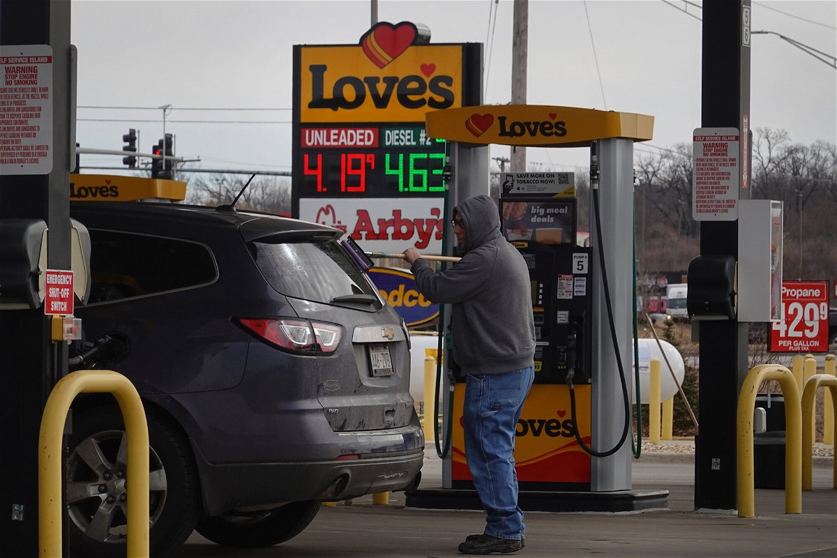 <i>Scott Olson/Getty Images</i><br/>Gas prices are displayed on a sign at a gas station on March 3 in Hampshire