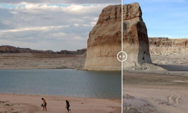 The second-largest man-made reservoir in the country has dropped to unthinkable lows amid the West's climate change-driven megadrought. A picture shows before and after picture of the reservoir.
