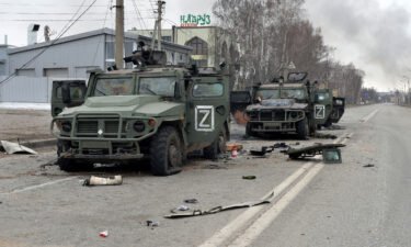 This picture shows Russian infantry mobility vehicles GAZ Tigr destroyed as a result of fight in Kharkiv
