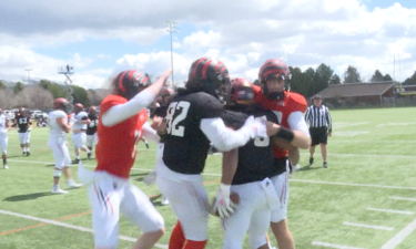 ISU players celebrate touchdown during 2022 Spring Game