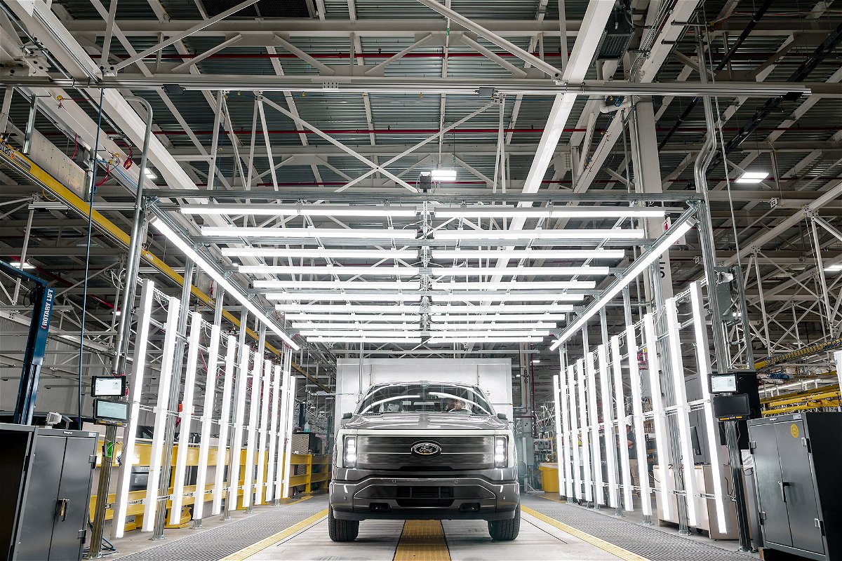 <i>Steve Koss/Ford</i><br/>Ford started producing its F-150 Lightning electric pickup in the Rouge Electric Vehicle Center