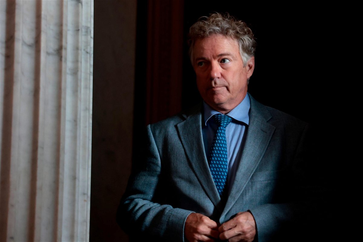 <i>Anna Moneymaker/Getty Images</i><br/>Sen. Rand Paul (R-KY) departs from the Senate Republicans' daily luncheon at the U.S. Capitol Building on May 5 in Washington