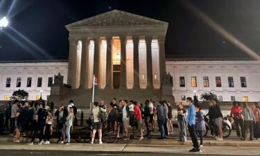 These are the US states where abortion rights could be under threat if Roe v. Wade is overturned. A crowd of people is seen gathering outside the Supreme Court on May 2.