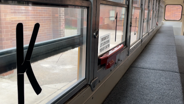 windows with lettering for grade level and reading