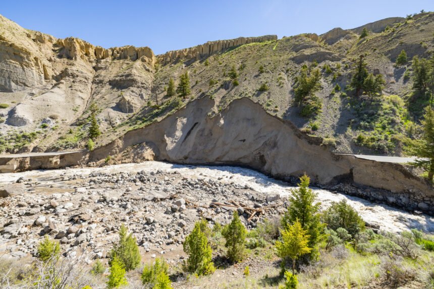 Yellowstone flood event 2022: North Entrance Road washout