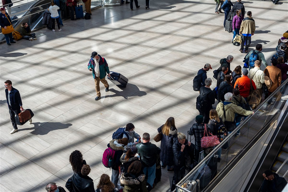 Travelers crowd the Moynihan Train Hall in Pennsylvania Station in New York on March 13. The CDC defended its authority to issue a transportation mask mandate in a brief filed on May 31.