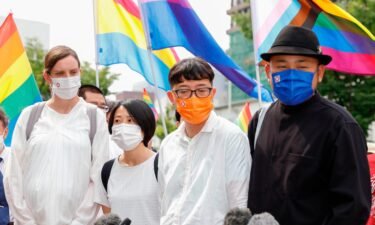 Plaintiffs outside the Osaka district court in Japan on June 20. The court ruled the country's ban on same-sex marriage does not violate the constitution.