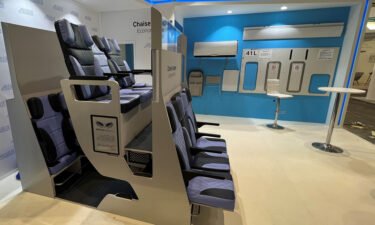 Here's what it might be like to travel on a double decker airplane seat. The Chaise Longue Airplane Seat is pictured here on display at AIX 2022 Hamburg.