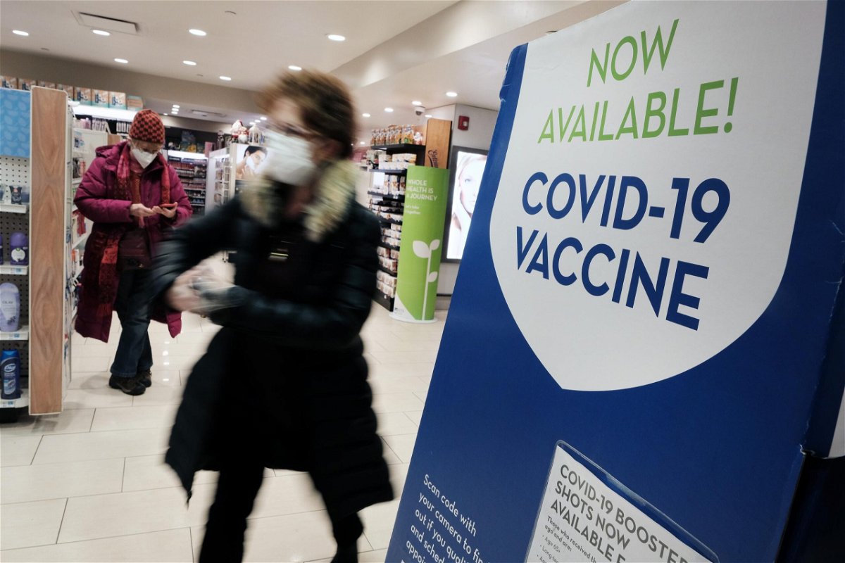 A pharmacy in Grand Central Terminal advertises the COVID-19 vaccine on December 9, 2021 in New York City.