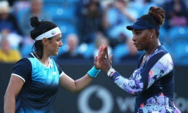 Serena Williams and Ons Jabeur won their first round doubles match in Williams' return to tennis.