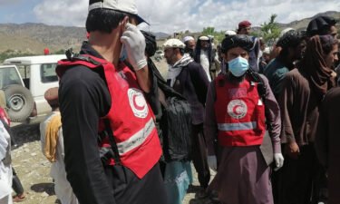 Afghan Red Crescent Society volunteers in Giyan district