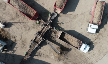 Drone footage of potato farming