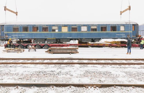 The train carriages were found abandoned on the Poland-Belarus border.