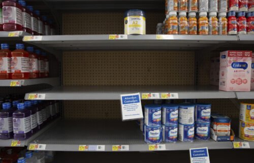 Low supplies and empty shelves of baby formula at a Walmart in Carmel