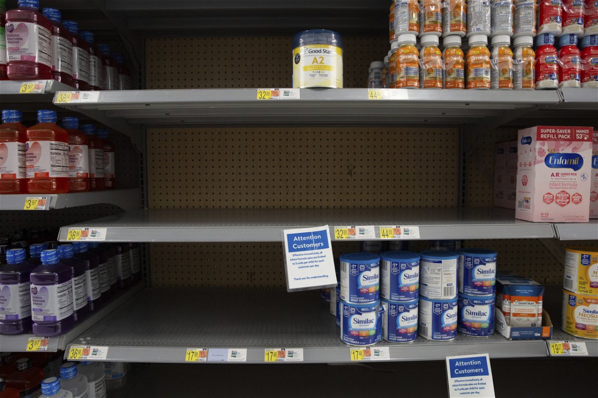 <i>Jason Bergman/Sipa/AP</i><br/>Low supplies and empty shelves of baby formula at a Walmart in Carmel