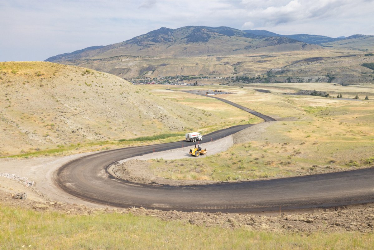 Road improvement efforts on Old Gardiner Road (the short-term reconnection between Mammoth Hot Springs and the North Entrance in Gardiner, Montana).