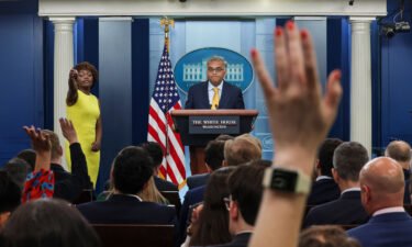 White House Covid-19 Response Coordinator Dr. Ashish Jha speaks alongside White House press secretary Karine Jean-Pierre at the White House on June 2. Americans will soon be able to get a new coronavirus vaccine booster shot.