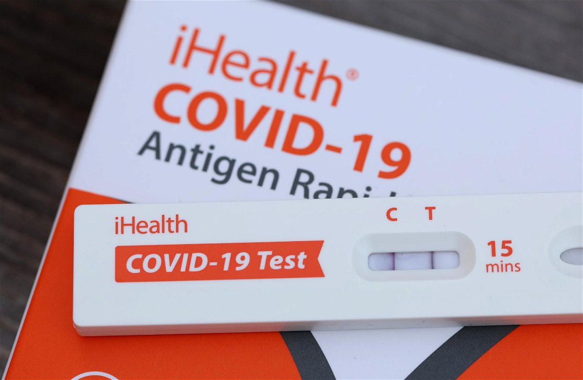 <i>Justin Sullivan/Getty Images</i><br/>A positive Covid-19 at home test is displayed on May 2 in San Anselmo