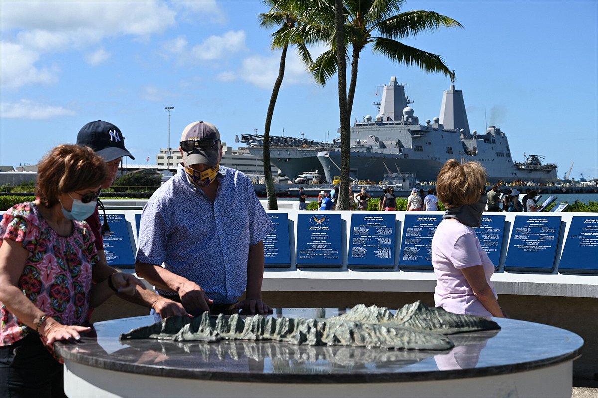 <i>Daniel Slim/AFP/Getty Images</i><br/>The National Pearl Harbor Memorial is a stop on Kajihiro's DeTours
