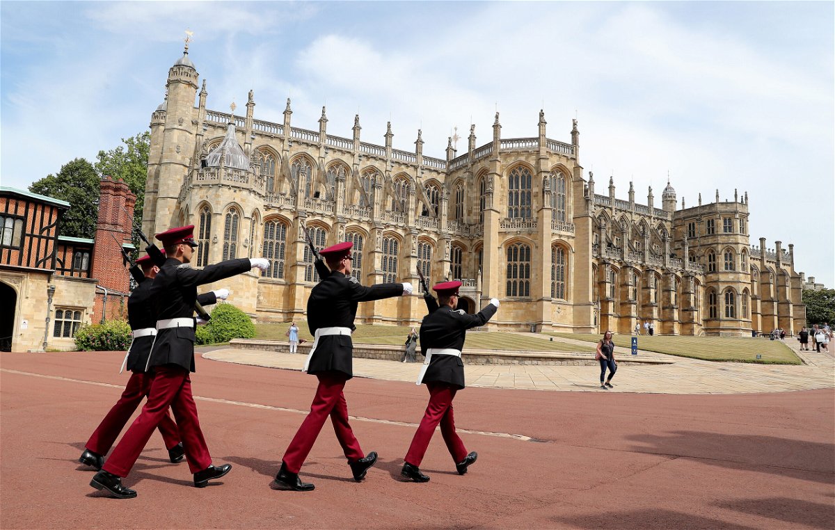 <i>Chris Jackson/Getty Images</i><br/>Soldiers in the grounds of Windsor Castle during its reopening on July 23