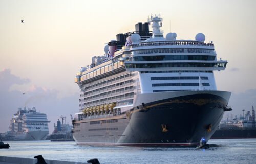 The Disney Fantasy cruise ship is seen here in Port Canaveral