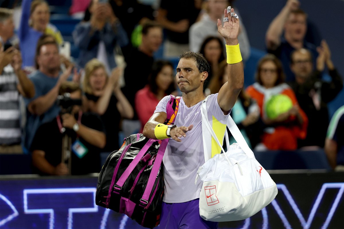 <i>Matthew Stockman/Getty Images North America/Getty Images</i><br/>Nadal waves to the crowd following his defeat at the Cincinnati Open.
