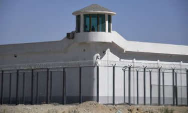 A watchtower in a high-security facility near what is believed to be a re-education camp where mostly Muslim ethnic minorities are detained in 2019 on the outskirts of Hotan
