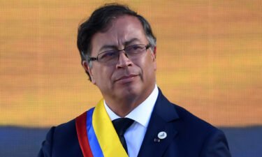 Colombia's President Gustavo Petro delivers a speech after his inauguration ceremony at Bolivar Square in Bogota
