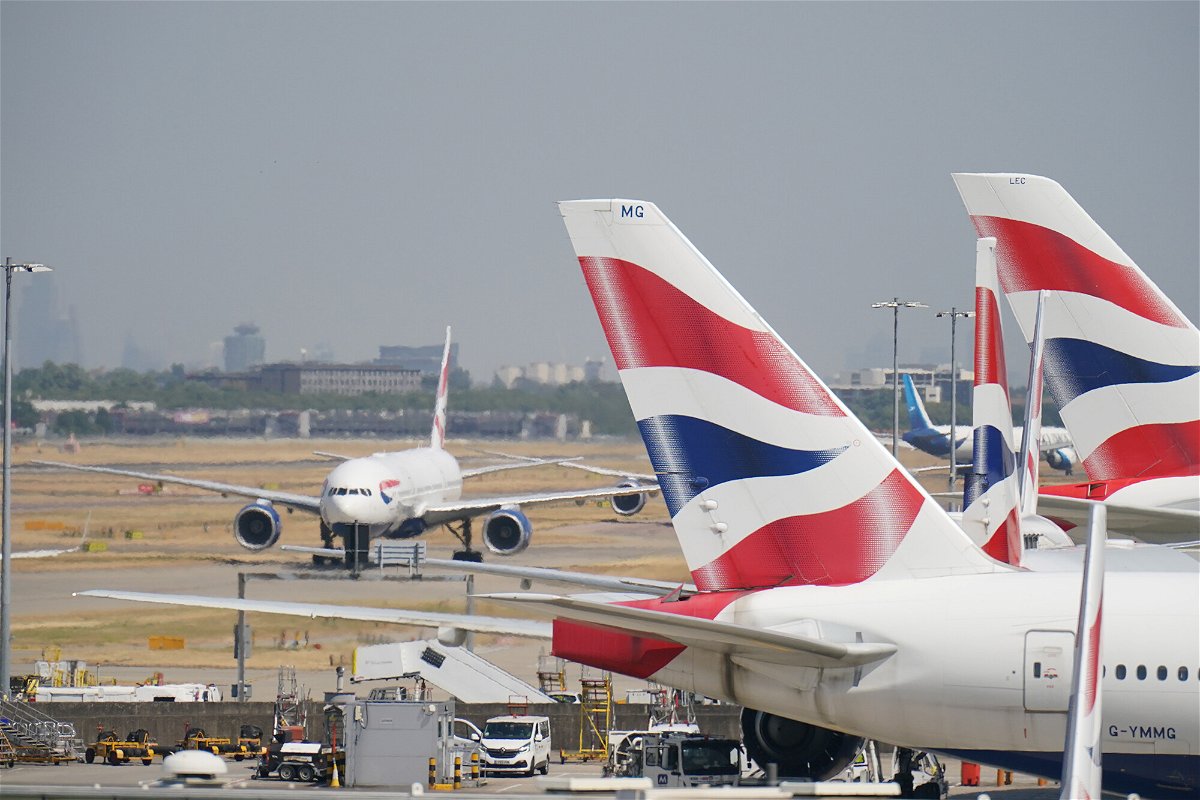 <i>Jonathan Brady/PA Images/Getty Images</i><br/>British Airways planes taxi at Heathrow Airport