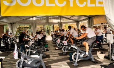 Indoor cycling studio SoulCycle is closing about 25% of its locations. A New York SoulCycle studio is pictured in September of 2020.