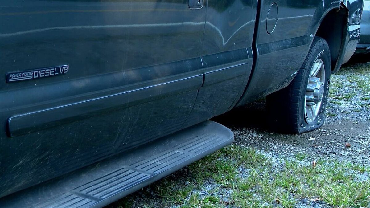 <i>WLOS</i><br/>Swannanoa resident Jessie Bryant said he and five of his neighbors woke Wednesday morning to find the tires on their vehicles had been slashed.