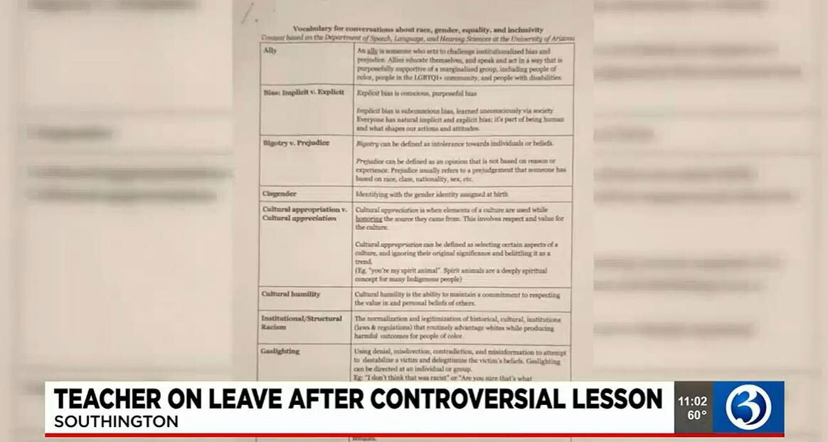 <i>WFSB</i><br/>A protest over a vocabulary sheet that a Southington High School teacher handed out took place on Thursday.
