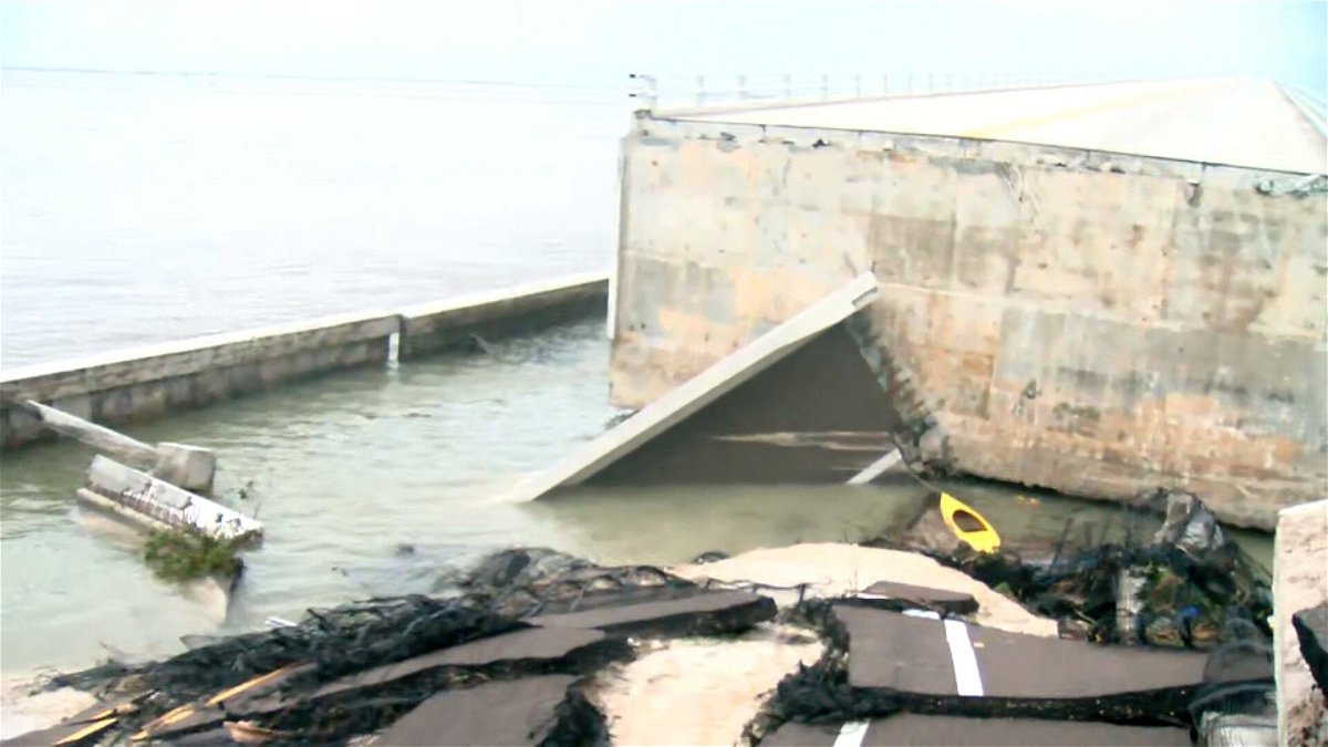 A bridge on the Sanibel Causeway collapsed during Hurricane Ian.