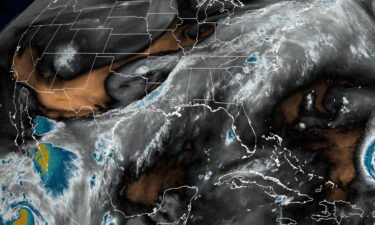 Water vapor satellite imagery shows the plume of mositure stretching from the Pacific to the Atlantic.