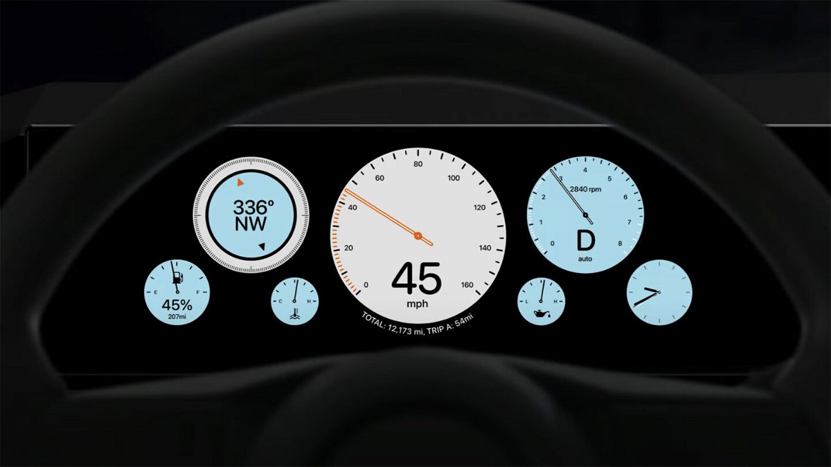 <i>Apple</i><br/>Apple Carplay's speedometer includes a 160 mph speed limit in one version.