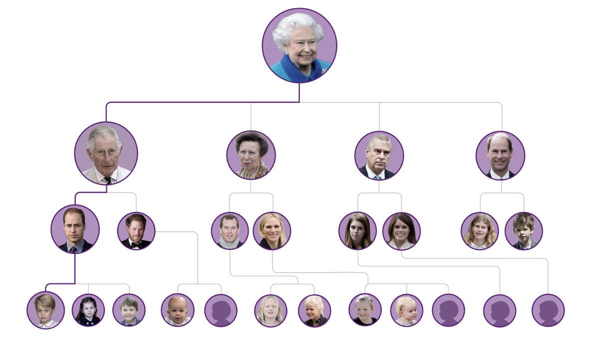 The Royal Family tree is pictured here.
