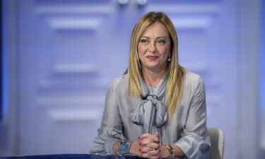 Fratelli d'Italia political party leader Giorgia Meloni attends the television talk-show "Porta a Porta" broadcast on the Rai Uno channel