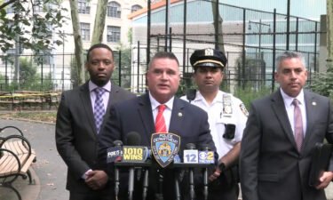 New York City Police Chief of Detectives James Essig (center) speaks during a news conference on September 7.
