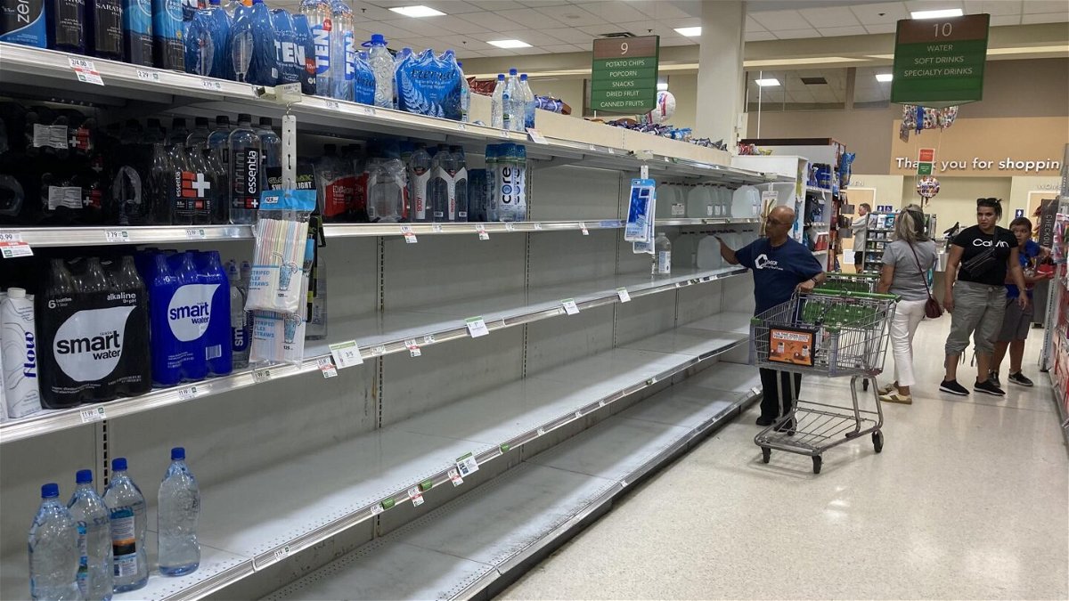 <i>Cristobal Reyes/Orlando Sentinel/TNS/Getty Images</i><br/>A Publix store was nearly sold out of water on Saturday in Orlando