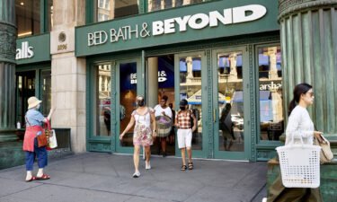 Shares of Bed Bath & Beyond were 15% lower in premarket trading following the death of one of its top executives. A Bed Bath & Beyond in New York is pictured here on August 25.