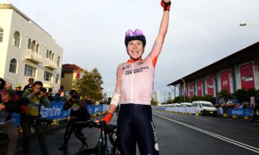 Annemiek Van Vleuten of Netherlands celebrates winning the 95th UCI Road World Championships 2022 - Women Elite Road Race in Wollongong