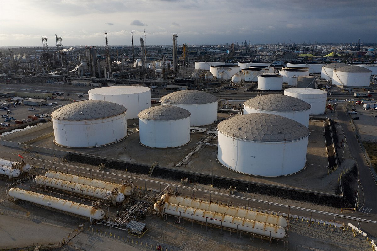 <i>Bing Guan/Bloomberg via Getty Images</i><br/>Above ground petroleum storage tanks at the Valero Energy Corp. Wilmington Refinery in Wilmington