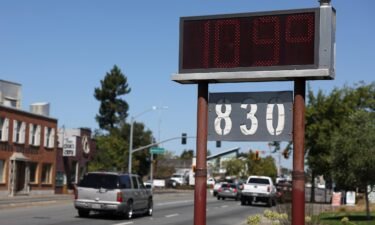 A sign displays a temperature of 109 degrees on September 6 in Petaluma
