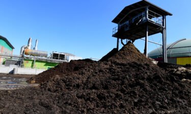 Piles of cow manure to be recycled by the Museo Della Merda are pictured in March of 2017.