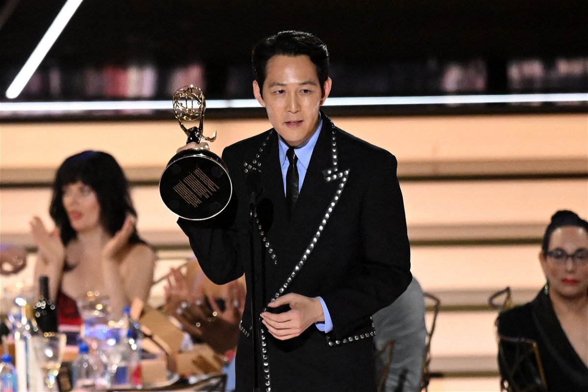 <i>Patrick T. Fallon/AFP/Getty Images</i><br/>South Korean actor Lee Jung-jae accepts the award for Outstanding Lead Actor In A Drama Series for 