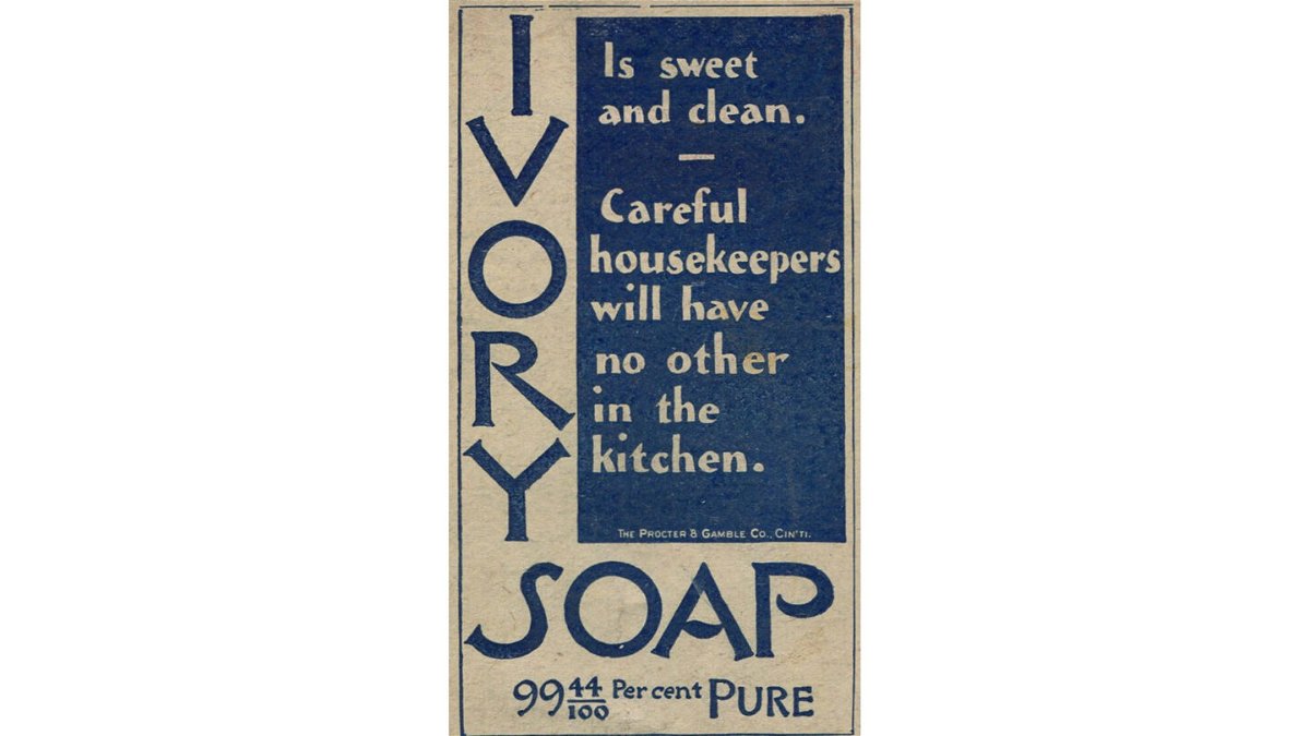 <i>Jay Paull/Archive Photos/Getty Images</i><br/>Advertisement for Ivory Soap by the Procter and Gamble Company in Cincinnati