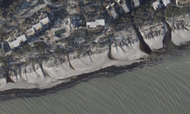 An aerial view of beach erosion near Casa Ybel Beach Resort on Sanibel Island