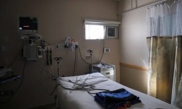An empty hospital bed sits inside the former Intensive Care Unit (ICU) for coronavirus disease (COVID-19) patients at Providence Mission Hospital in Mission Viejo