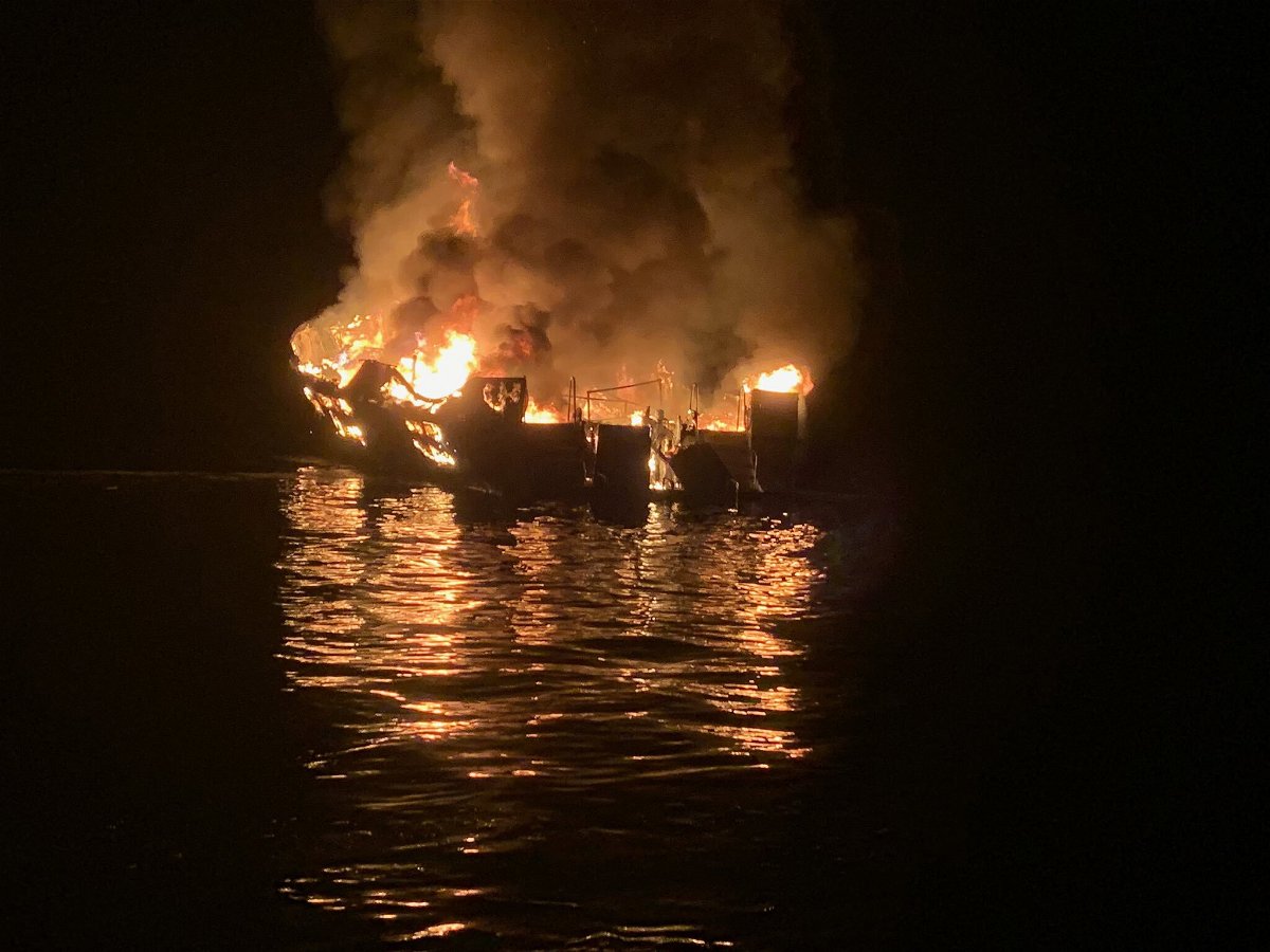 <i>Mike Eliason/Santa Barbara County Fire</i><br/>A federal judge in Los Angeles dismissed an indictment on Thursday that charged a dive boat captain with manslaughter for the deaths of 34 people after a fire broke out on his vessel on Labor Day 2019.