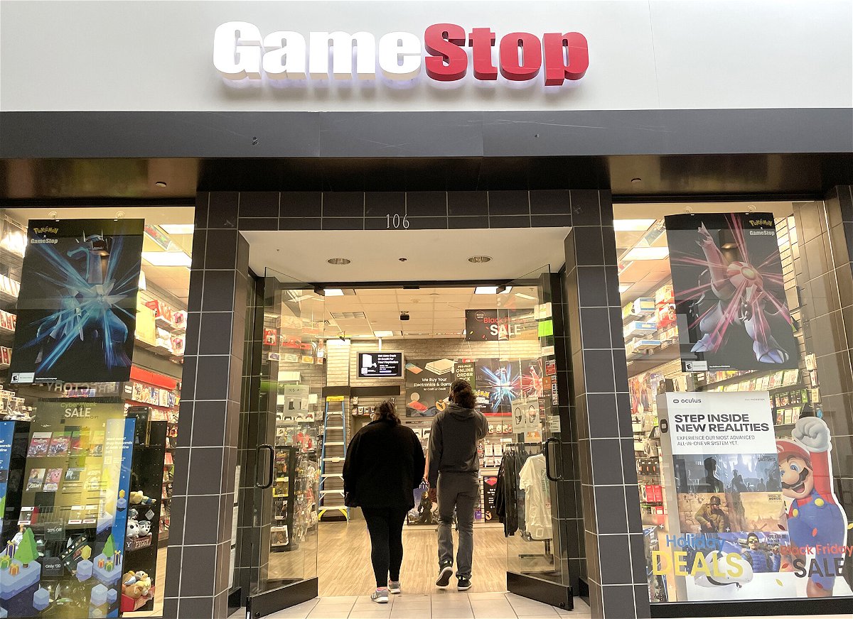<i>Justin Sullivan/Getty Images</i><br/>Shares of GameStop are down 35% so far this year. Customers enter a GameStop store in San Rafael